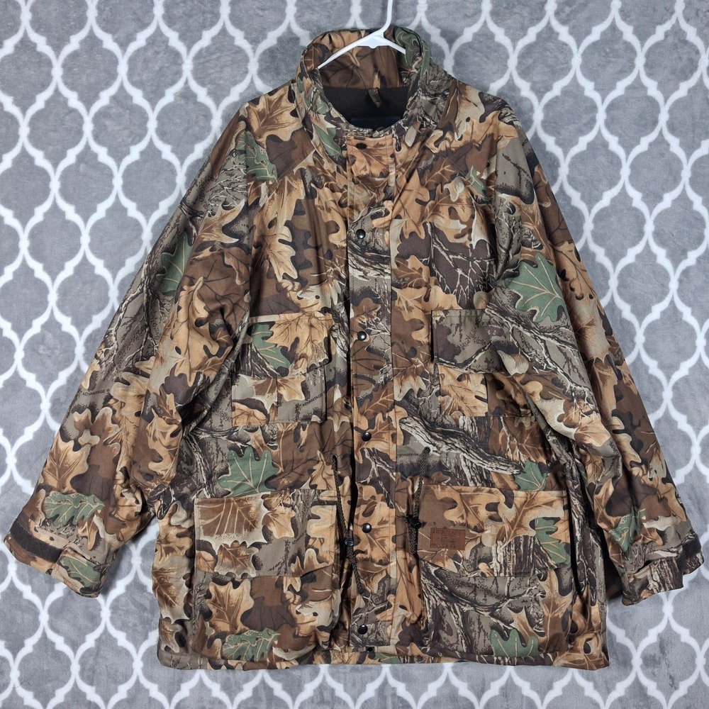 Walls Advantage Camo Hunting Jacket Men 2XL Brown Leaf Forest Outdoor Watrproof